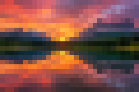 Landscape converted to pixel art with original colors