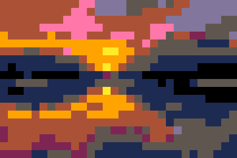 Landscape converted to pixel art with the PICO-8 palette